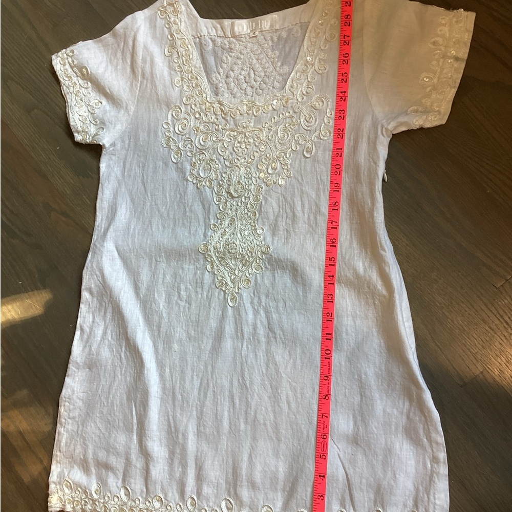 White Tara White Rayon Tunic Top - Picture 5 of 6